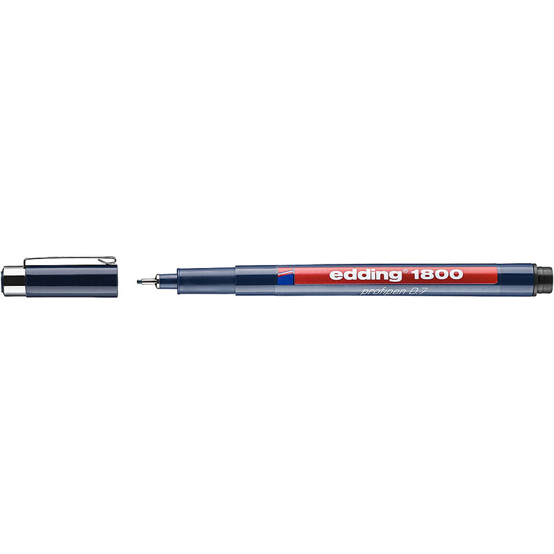 Фото Капиллярная ручка-фломастер Edding, круглый наконечник, 0,7 мм, красный {E-1800-0.7#2}