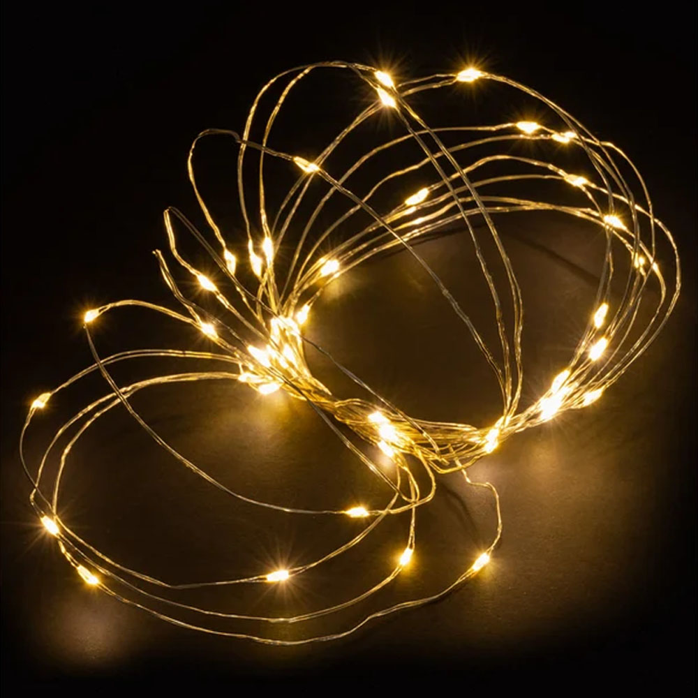 Фото Гирлянда светодиодная "Роса50" 50LED, 5м, 3000К, 3хАА, TDM {SQ0361-0052}