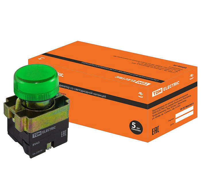 Фото Лампа BV63 матрица d22 мм зеленый TDM {SQ0702-0045} (1)