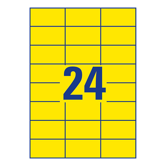 Фото Самоклеящаяся матовая бумага для принтера, желтая, 70x37 мм (24 шт. на листе A4, 100 листов) {3451} (1)