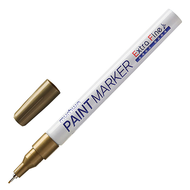 Фото Маркер-краска MunHwa EFPM-07 Extra Fine Paint Marker, универсальный, нитро-основа, золотой, 1 мм {260032}
