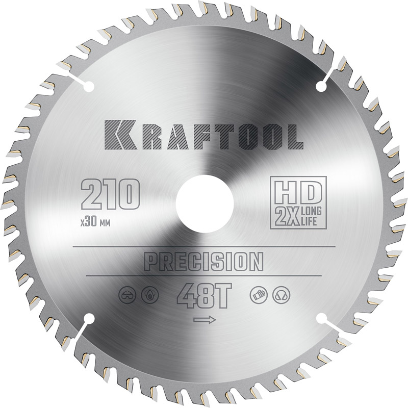 Фото Пильный диск по дереву KRAFTOOL Precision, 210 х 30 мм, 48Т {36952-210-30}