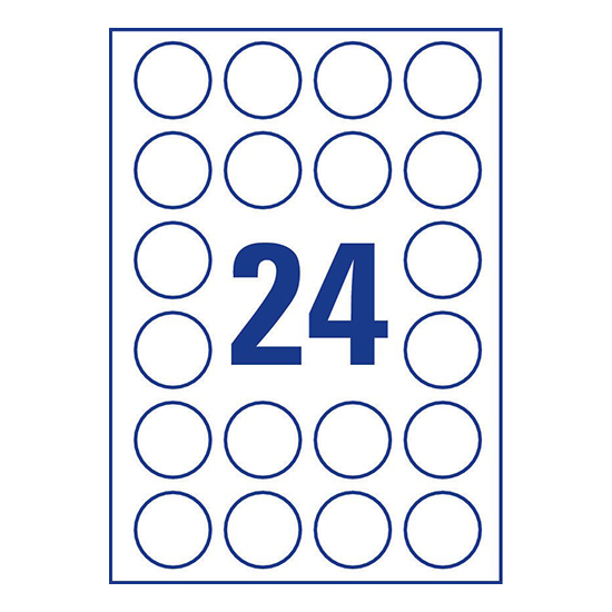 Фото Круглые самоклеящиеся этикетки, прозрачные Ø 40 мм (24 шт. на листе A4, 25 листов) {L7780-25} (1)