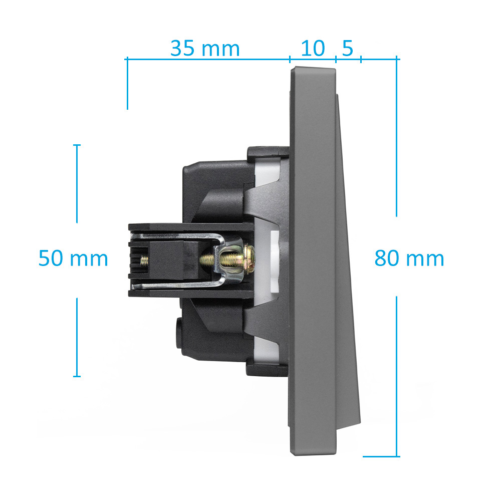 Фото Выключатель серый, трехклавишный, 1 пост, с тонкой пластиковой рамкой Vell {GY1P-3L-Grand} (1)