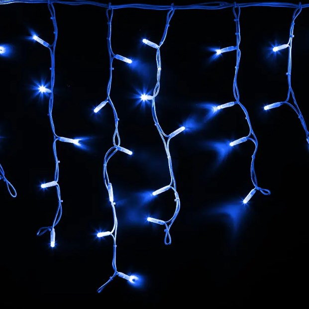 Фото Гирлянда Айсикл (бахрома) светодиодный, 4,0 х 0,6 м, белый провод "каучук", 230 В, диоды синие {255-203}