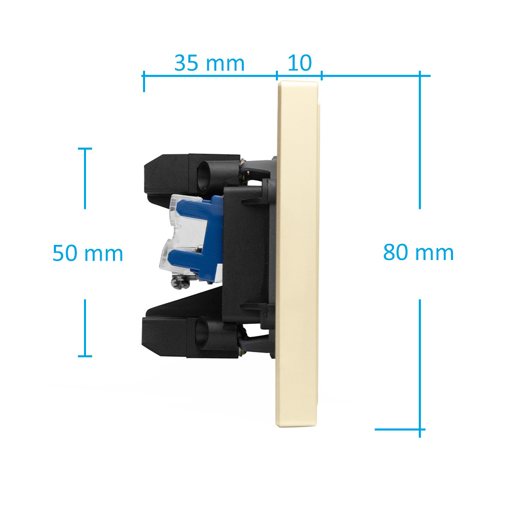 Фото Розетка золотая, 1 пост, TV + RJ (CAT 6) разъем, с тонкой пластиковой рамкой Vell {GD- TV-RJ-Grand} (1)