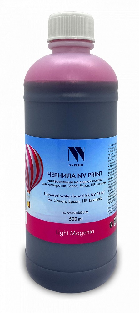 Фото Чернила NV PRINT универсальные на водной основе для Сanon, Epson, НР, Lexmark (500 ml) Light Magenta {C5463}