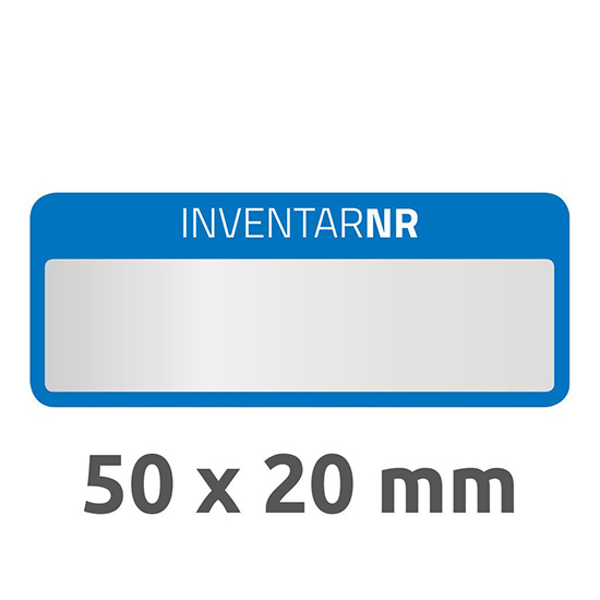 Фото Инвентарные этикетки Avery Zweckform серебристые, синяя рамка 50x20 мм (10 листов, 50 этикеток, 1 поле) {6906} (2)