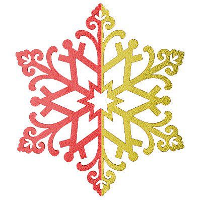 Фото Елочная фигура "Снежинка сказочная" 40 см, цвет красный/золотой {502-388}