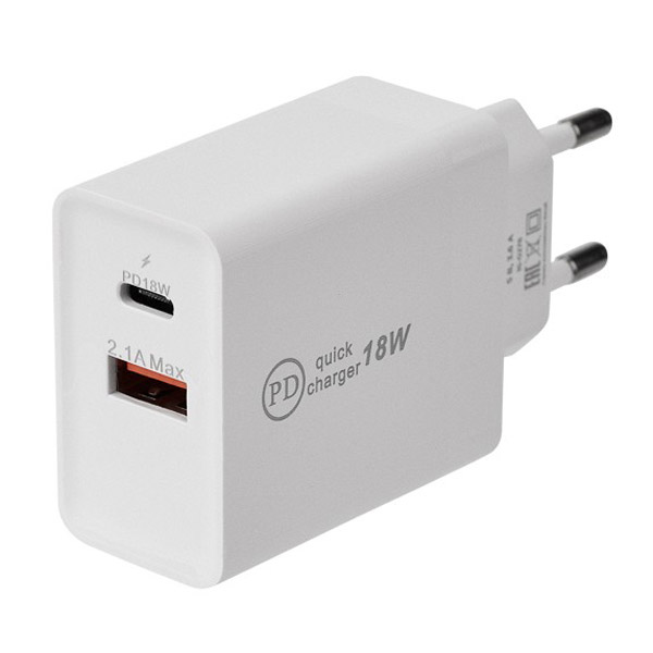 Фото Сетевое зарядное устройство Rexant Type-C + USB 3.0 с Quick charge, белое {16-0278}