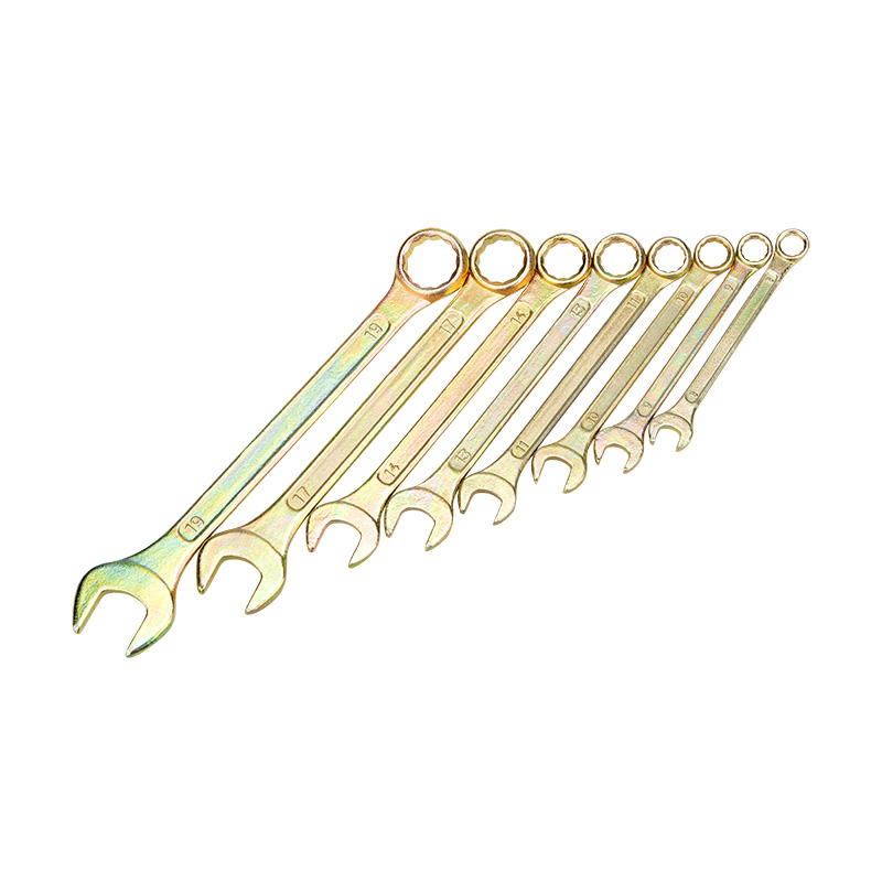 Фото Набор ключей комбинированных REXANT (8-11, 13, 14, 17, 19 мм), 8 шт., желтый цинк {12-5842-2}