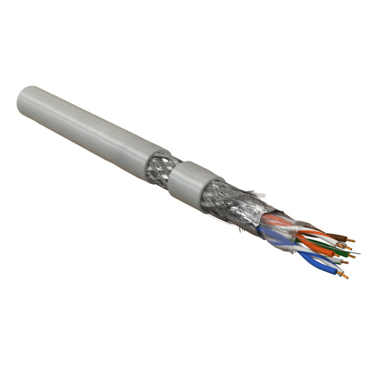 Фото Hyperline SFUTP4-C5E-P26-IN-PVC-GY-305 (305 м) Кабель витая пара, экранированная SF/UTP, категория 5 {236292}