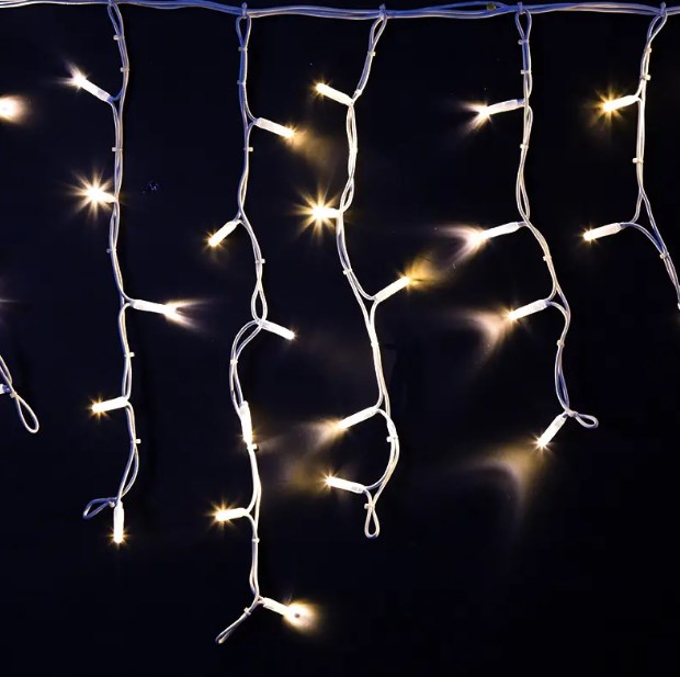 Фото Гирлянда Айсикл (бахрома) светодиодный, 4,0 х 0,6 м, белый провод "каучук", 230 В, диоды белые {255-205}