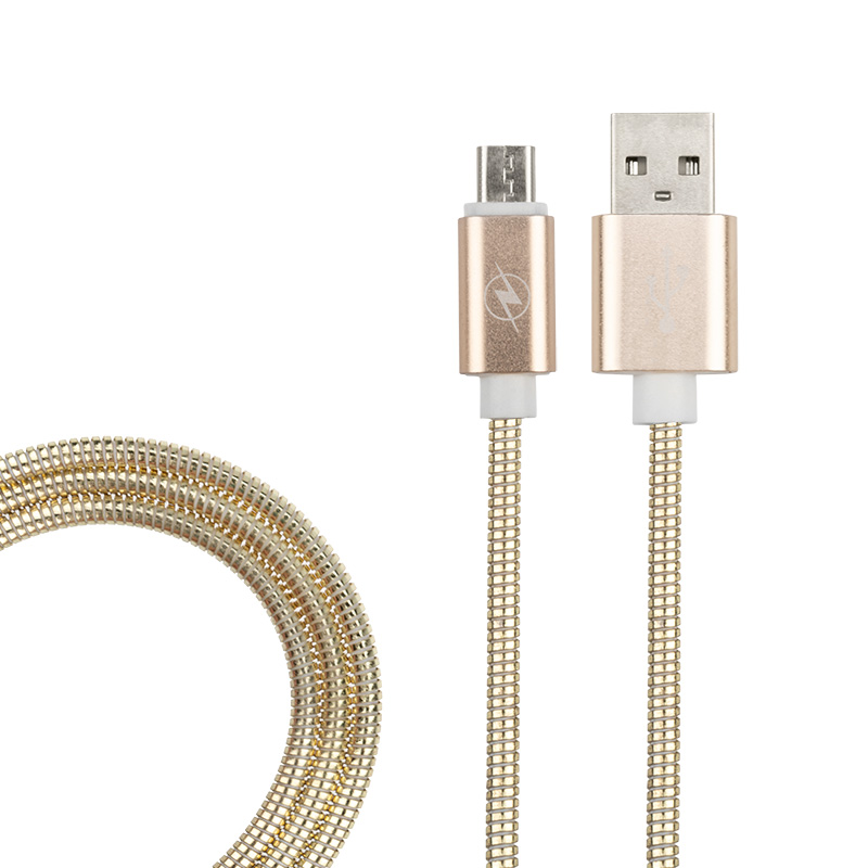 Фото USB кабель micro USB, золото металл, 1 метр REXANT {18-4243}