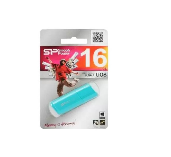 Фото Флеш накопитель 16GB Silicon Power Ultima U06, USB 2.0, Бирюзовый {SP016GBUF2U06V1B} (2)