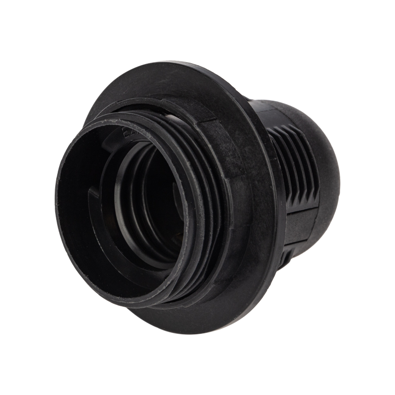 Фото Патрон пластиковый термостойкий подвесной с кольцом Е27, черный REXANT {11-8826}