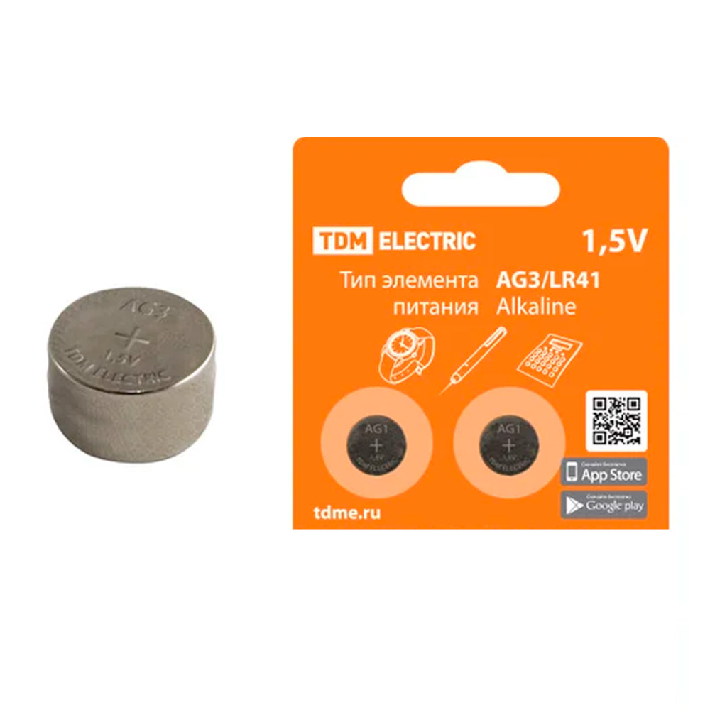 Фото Батарейка AG3/LR41 Alkaline 1,5V BP TDM {SQ1702-0041}