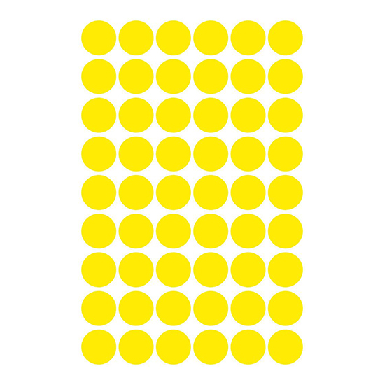 Фото Этикетки точки, желтые Ø 12 мм (5 страниц, 270 этикеток) {3144} (2)
