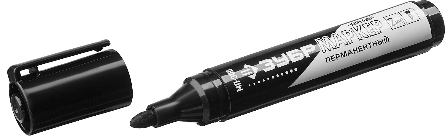 Фото Перманентный маркер, МП-300 черный, заостренный наконечник, ЗУБР {06322-2} (2)