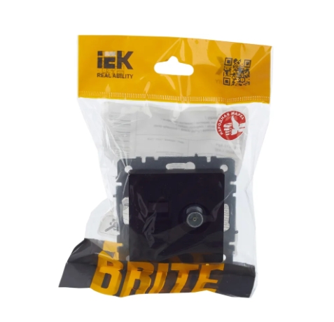 Фото Розетка компьютерная + телевизионная 2-м Brite РТВ/РК12-БрЧ RJ45 кат.5E + TV черн. IEK BR-AK20-1-K02 (5)