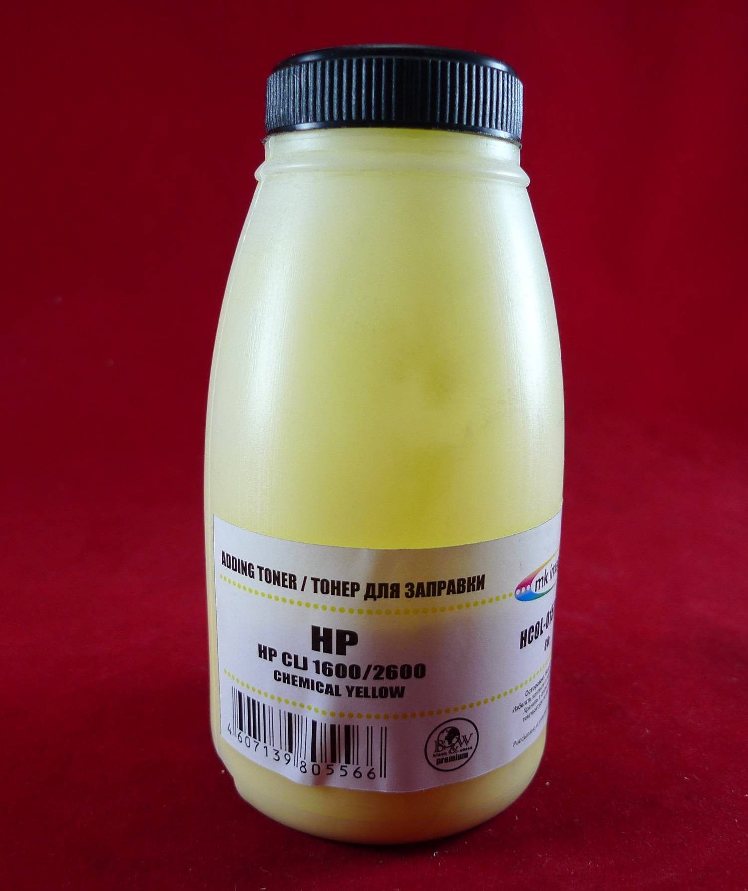 Фото Тонер HP CLJ 1600, 2600 Yellow, химический (фл. 80г) B&W Premium (Mitsubishi) фас. России {HCOL-015Y-80}