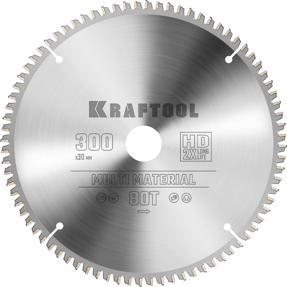 Фото Пильный диск по алюминию KRAFTOOL Multi Material, 300 х 30 мм, 80Т {36953-300-30}