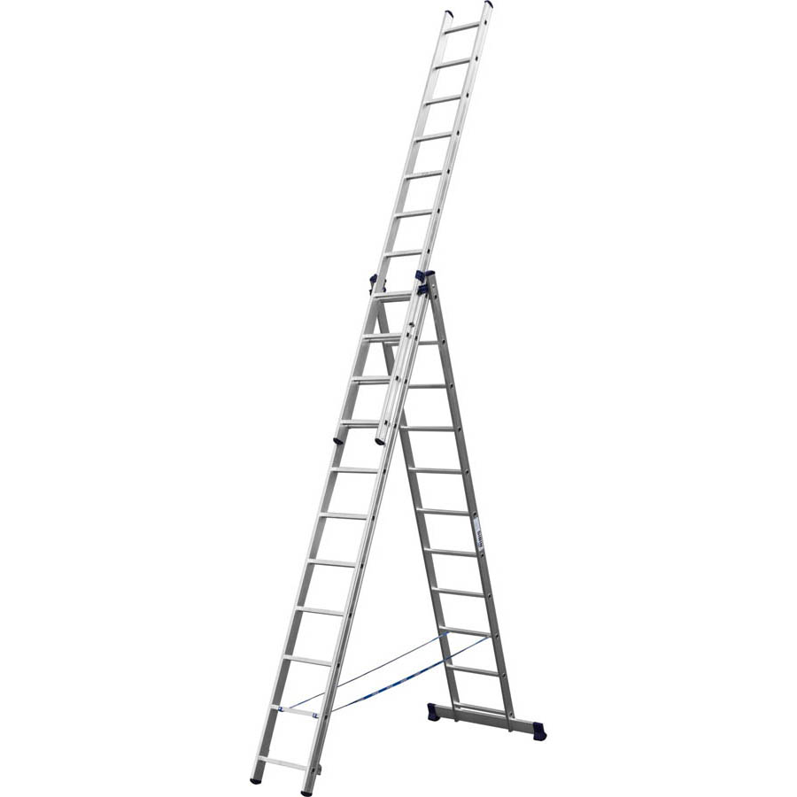 Фото Лестница СИБИН универсальная, трехсекционная со стабилизатором, 11 ступеней {38833-11} (2)