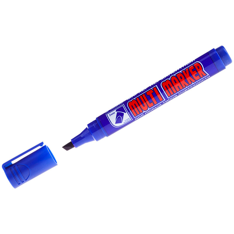 Фото Перманентный маркер Crown Multi Marker Chisel CPM-800CH, скошенный наконечник, 5 мм, синий {207894}