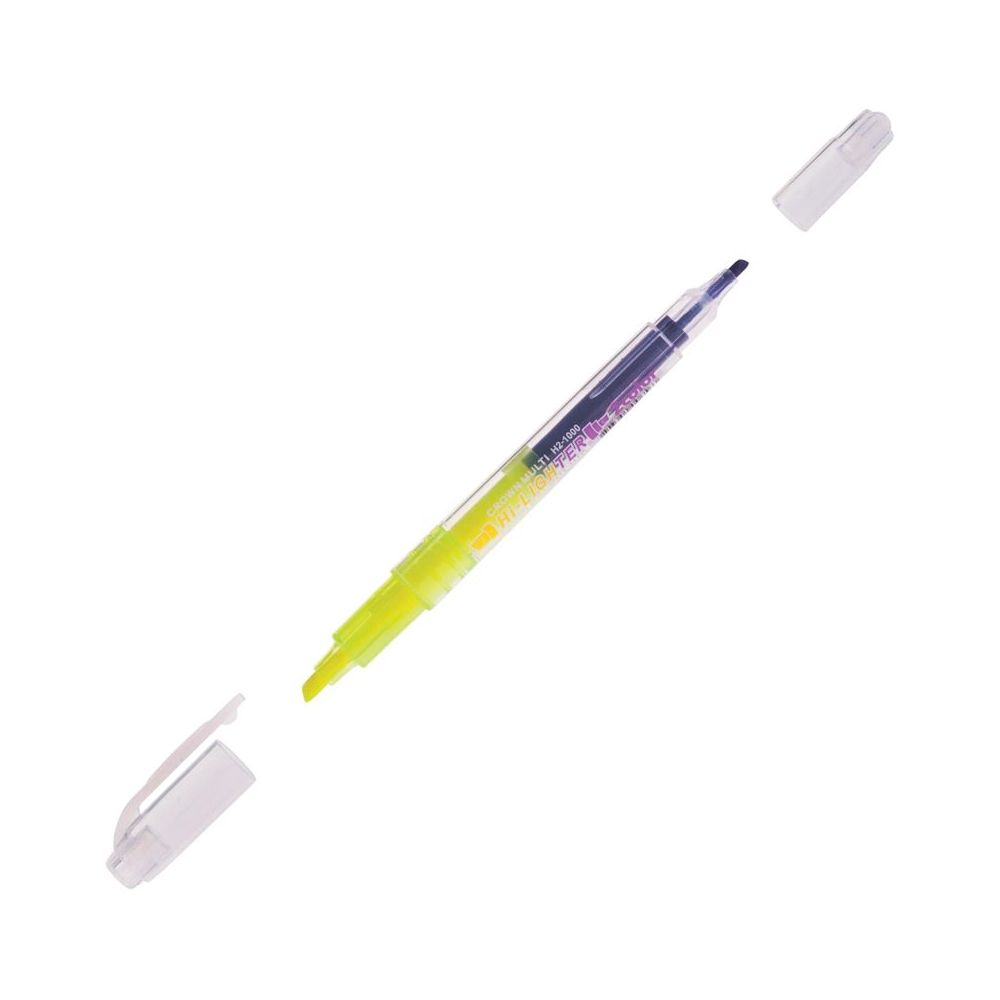 Фото Текстовыделитель двухсторонний Crown "Multi Hi-Lighter Twin" желтый/фиолетовый, 3/2мм H2-1000 {208939}
