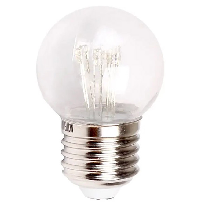 Фото Лампа шар e27 6 LED Ø45мм - белая, прозрачная колба, эффект лампы накаливания {405-125}