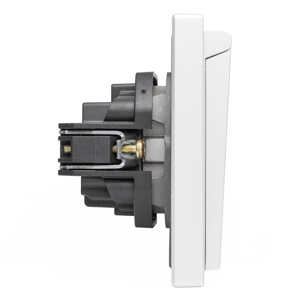 Фото Розетка белая, электрическая с защитной крышкой, 1 пост, с тонкой пластиковой рамкой Vell {WH-EUW-Grand} (6)