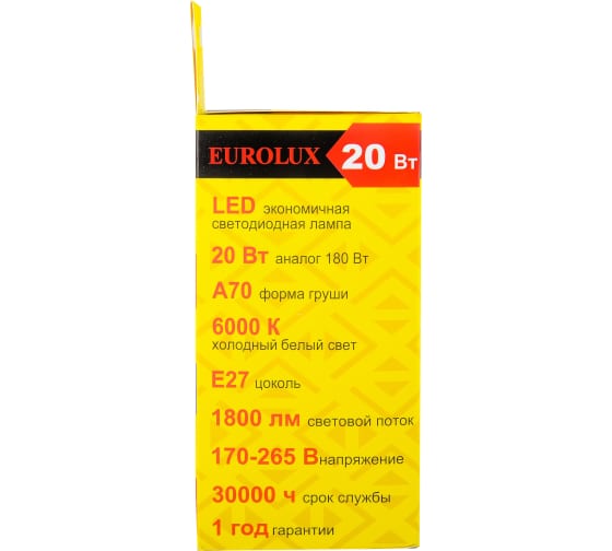 Фото Лампа светодиодная LL-E-A70-20W-230-6K-E27 (груша, 20Вт, холод., Е27) Eurolux {76/2/77} (3)