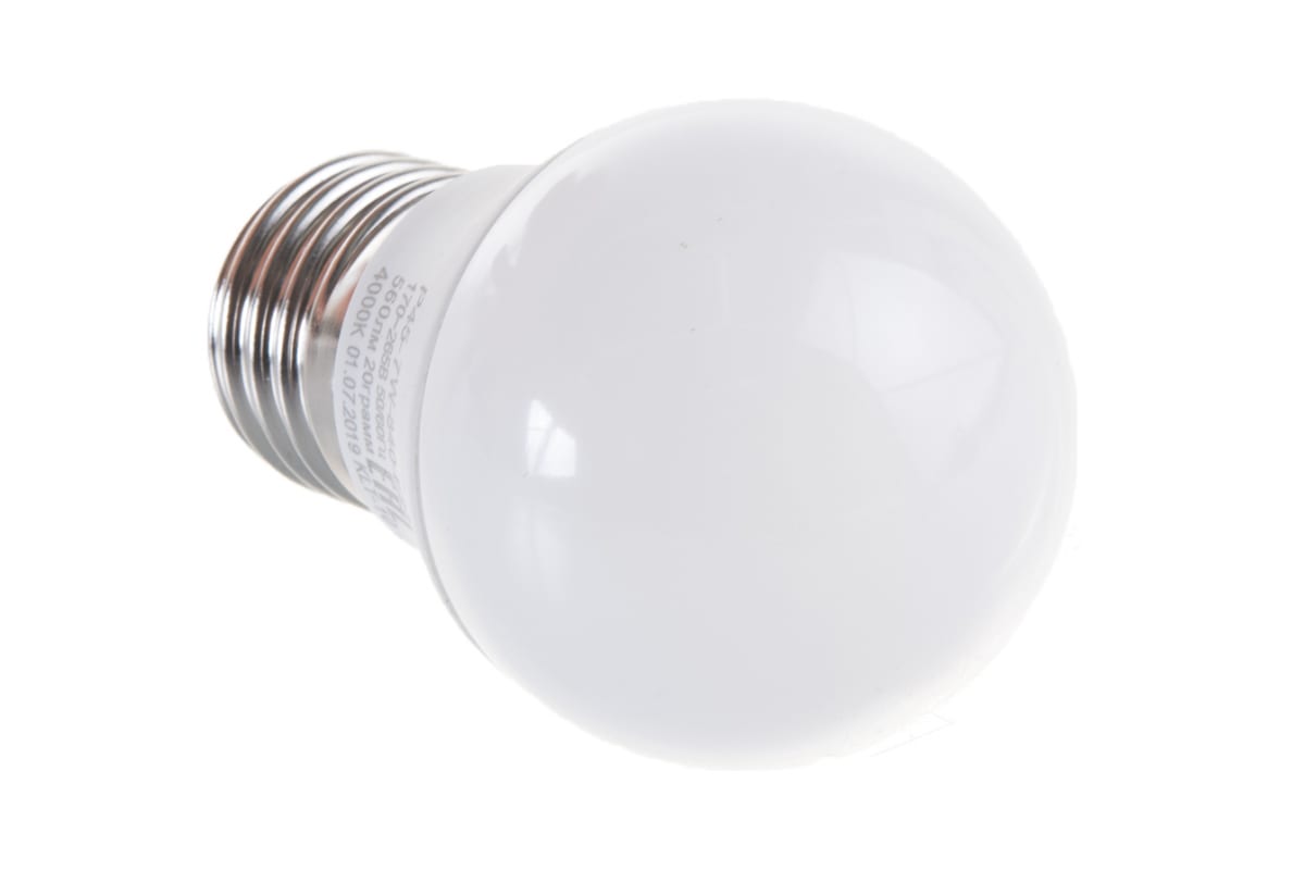 Фото ЭРА LED P45-7W-840-E27 (диод, шар, 7Вт, нейтр, E27) {Б0020554} (1)