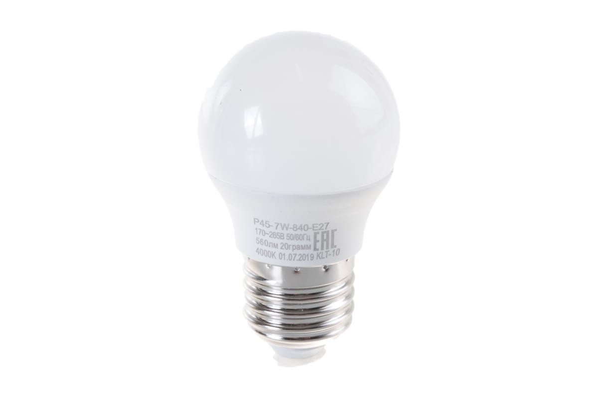 Фото ЭРА LED P45-7W-840-E27 (диод, шар, 7Вт, нейтр, E27) {Б0020554} (3)