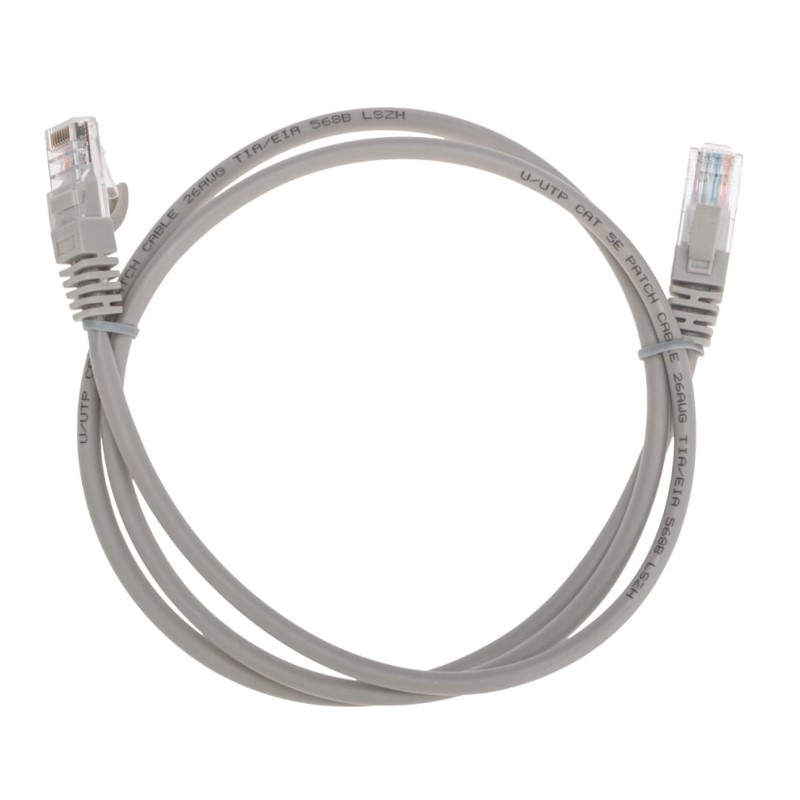 Фото Патч-корд U/UTP, CAT 5e, RJ45-RJ45, 26AWG, LSZH, серый, 1м REXANT {02-0100-1}