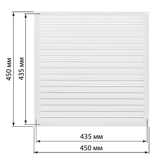 Фото Решетка металлическая усиленная 450х450, белая, с покрытием полимерной эмалью, TDM {SQ1807-0739} (5)