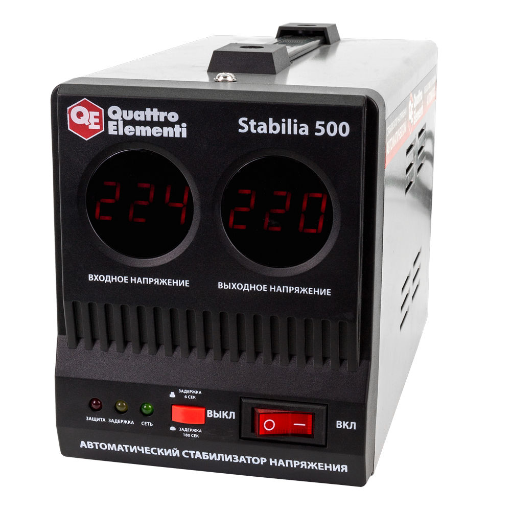 Фото Стабилизатор напряжения Quattro Elementi Stabilia 500 (500 ВА, 140-270 В, 2,4 кг) {772-036}