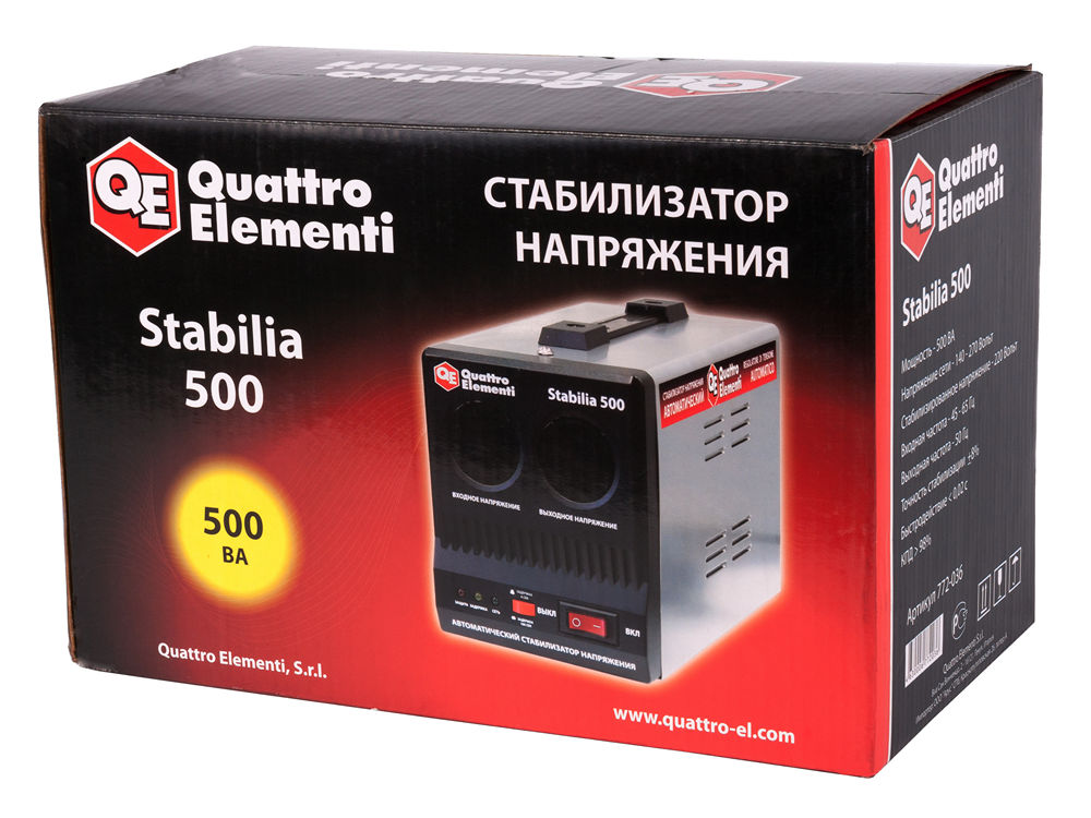 Фото Стабилизатор напряжения Quattro Elementi Stabilia 500 (500 ВА, 140-270 В, 2,4 кг) {772-036} (4)
