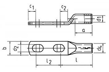 Фото Наконечник трубчатый медный Klauke 95 мм² с удлиненной площадкой под два болта 2 х М12 (труба соответствует DIN 46235) {klk148D212} (1)