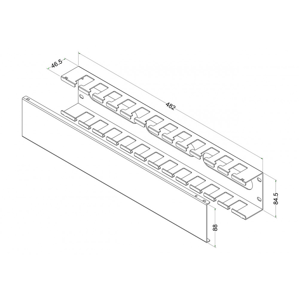 Фото Кабельный организатор металлический с крышкой, 19", 2U CM-2U-MLF-COV Hyperline {483112} (1)