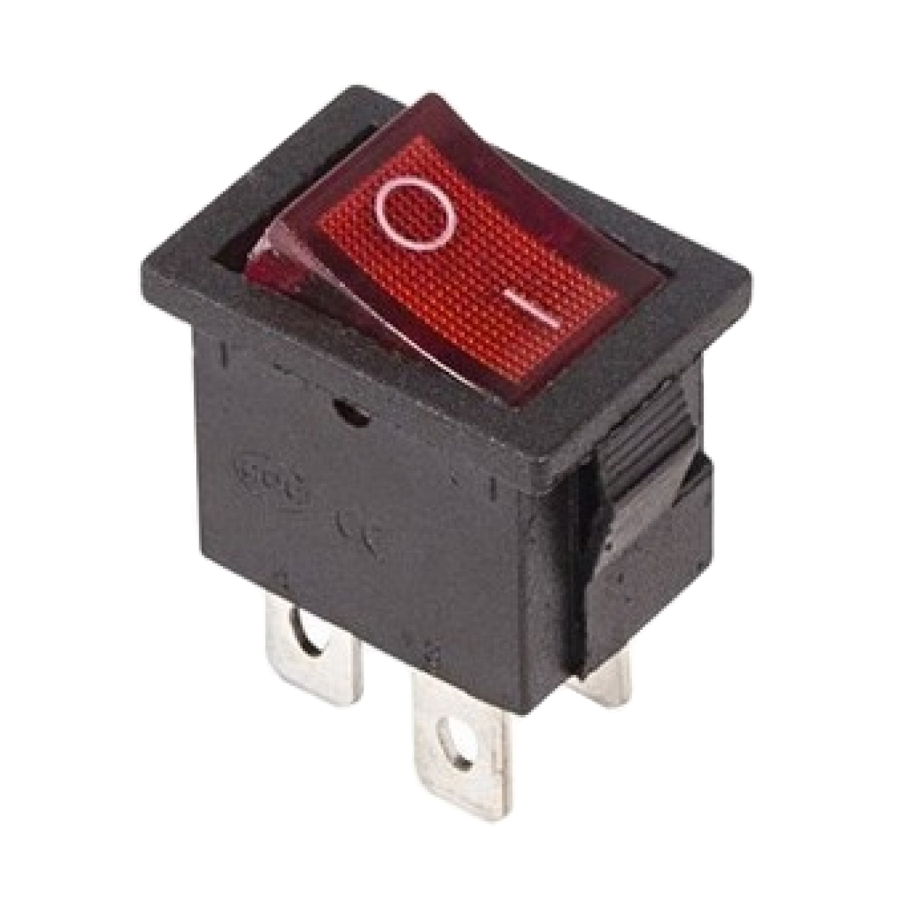 Фото Выключатель клавишный Rexant Mini ON-OFF красный с подсветкой (250В 6А (4с)) {36-2190}