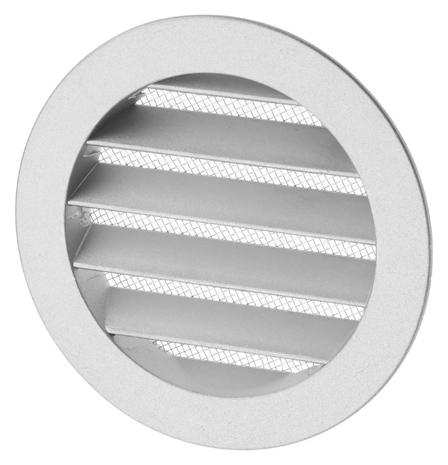 Фото Решетка вентиляционная круглая алюминиевая с москитной сеткой, с фланцем d100, внеш. D125, TDM {SQ1807-0800} (1)
