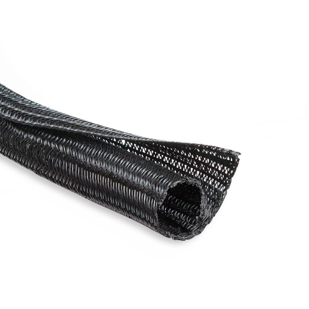 Фото Оплетка Vell самозаворачивающаяся 10 мм, сетчатого плетения для проводов, длина 5 м, черная {VL-opl-5m-10mm}