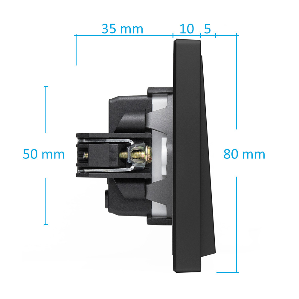 Фото Выключатель черный, трехклавишный, 1 пост, с тонкой пластиковой рамкой Vell {BK1P-3L-Grand} (1)