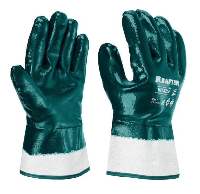 Фото Особопрочные перчатки KRAFTOOL HYKRAFT, XL(10), нитриловое покрытие, максимальная защита от нефтепродуктов, износостойкие {11288-XL}