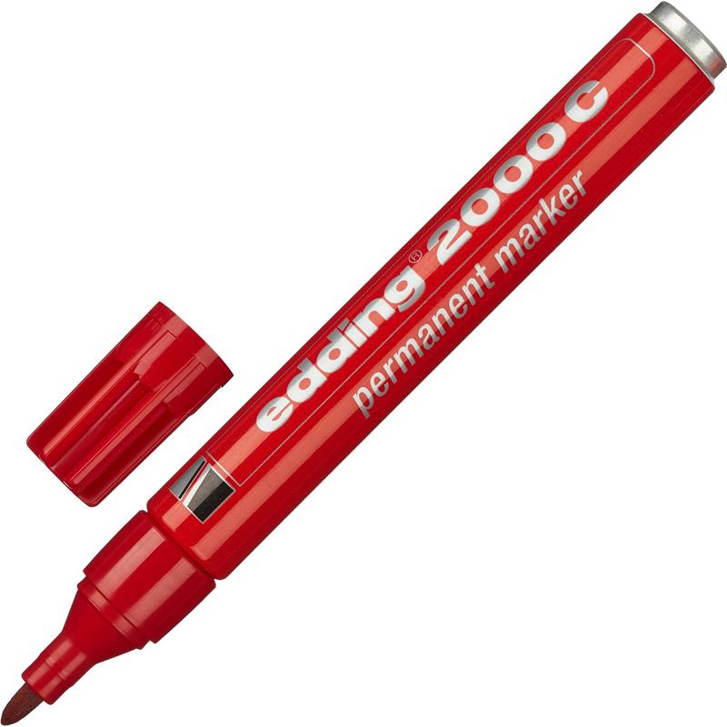 Фото Перманентный маркер Edding E-2000C красный, круглый наконечник 1.5-3 мм, заправляемый {E-2000C#2}