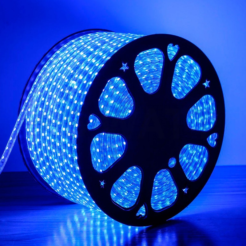 Фото Лента светодиодная, 220 В, 13х8 мм, IP67, SMD 5050, 60 LED/m, синий, Neon-Night {142-103} (4)