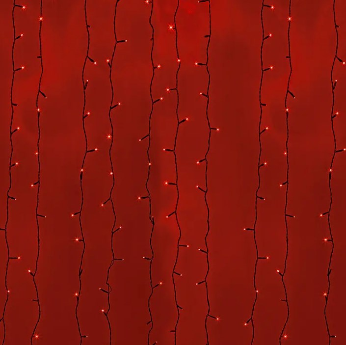 Фото Гирлянда "Светодиодный Дождь" 2х9м, эффект мерцания, черный провод, 220В, диоды красные, Neon-Night {235-187}