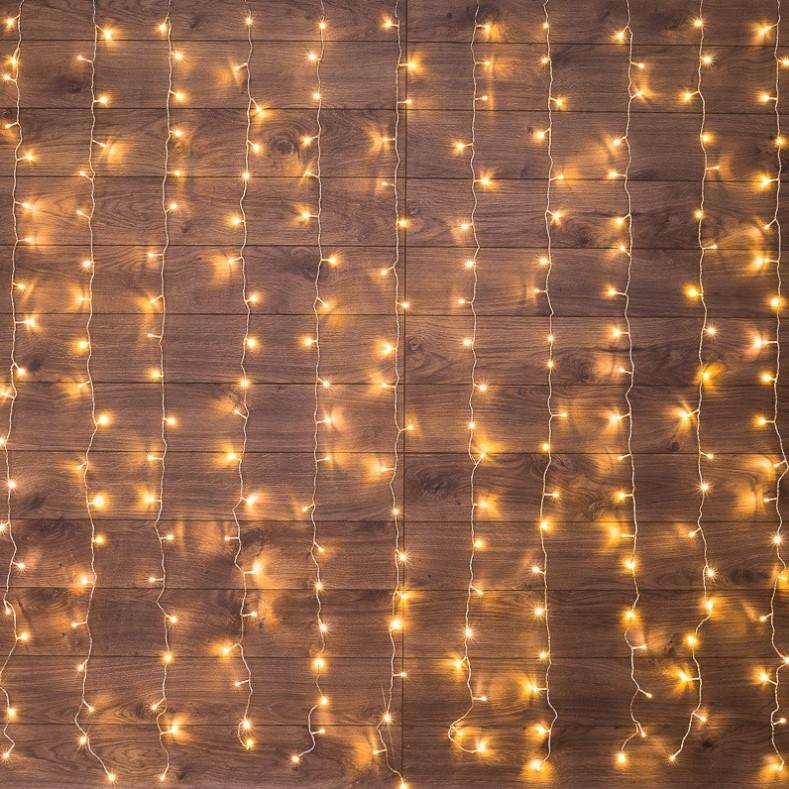 Фото Гирлянда Светодиодная Дождь 3х2 м 240 LED, прозрачный ПВХ, с контроллером, теплое белое свечение NEON-NIGHT {235-096} (1)