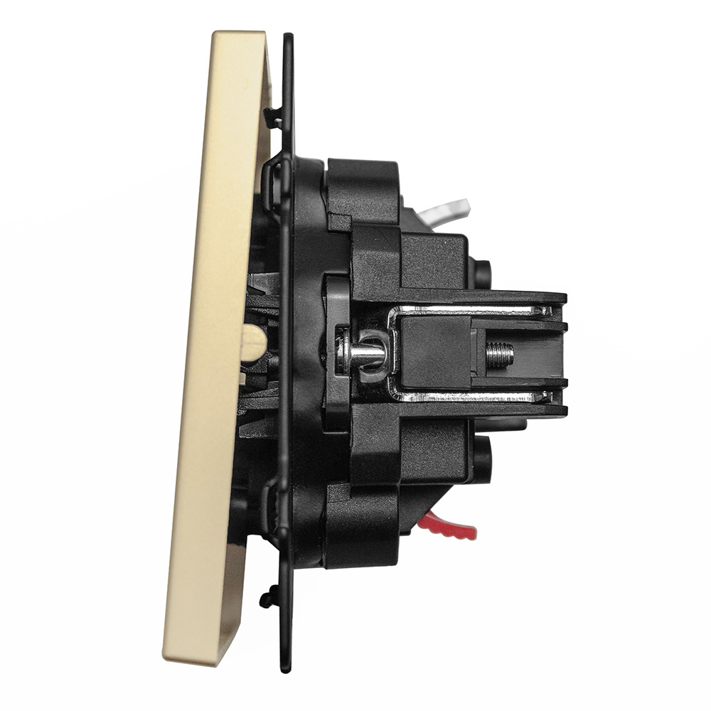 Фото Выключатель c подсветкой золотой, одноклавишный, 1 пост, с тонкой пластиковой рамкой Vell EchoGrand {GD1P-1L-EchoGrand} (8)